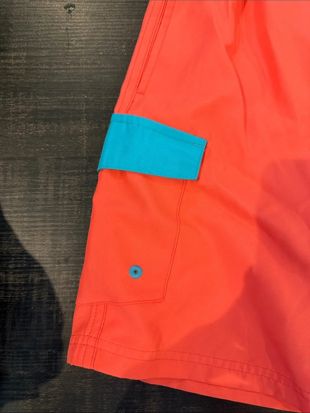 Kids Coral Swim Trunks with Teal Accents